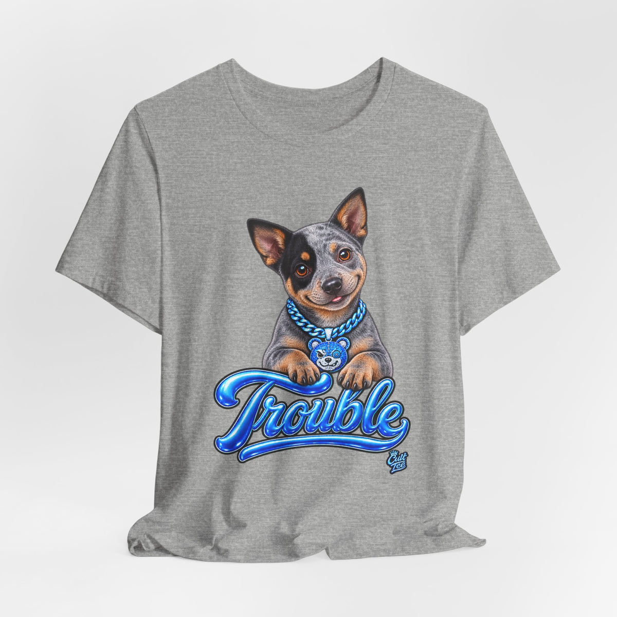 "Trouble" Australian Shepherd Puppy Tee — Unisex Graphic Dog T-Shirt
