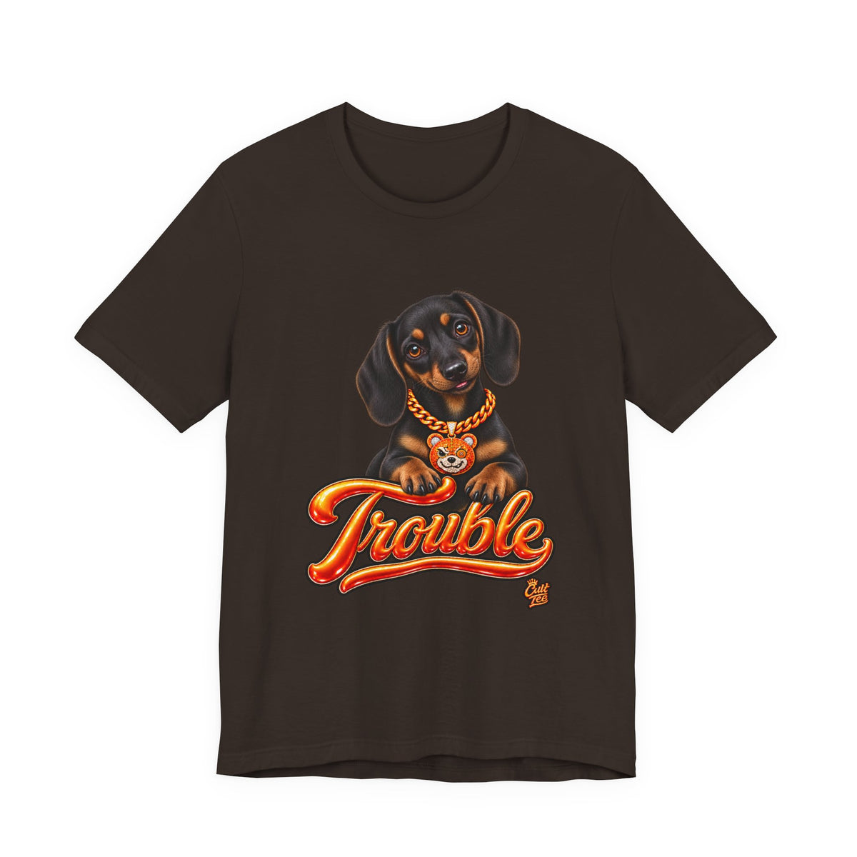 "Trouble" Dachshund Puppy Tee — Unisex Graphic T‑Shirt