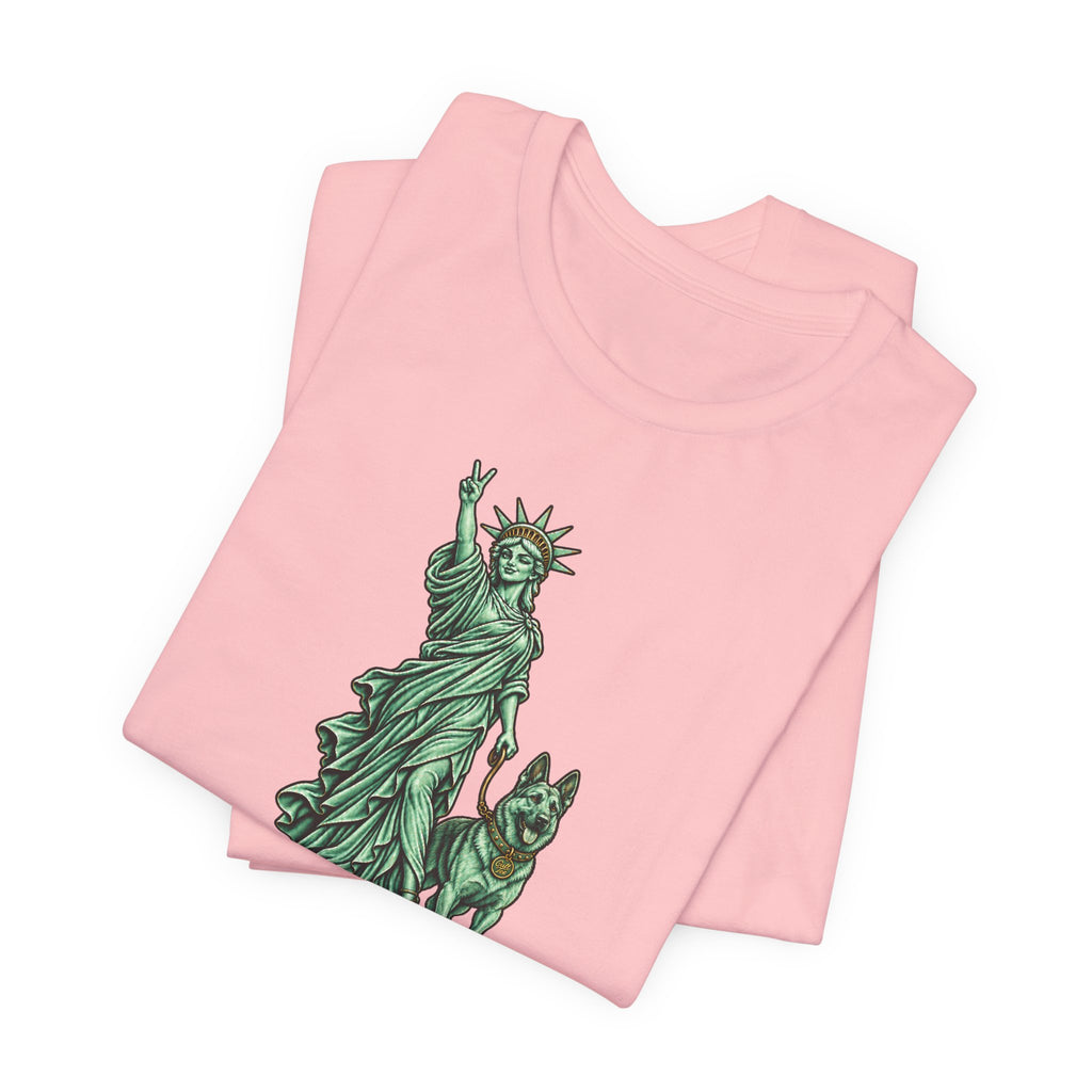 Statue of Liberty with German Shepherd Graphic — Unisex Dog People T-Shirt