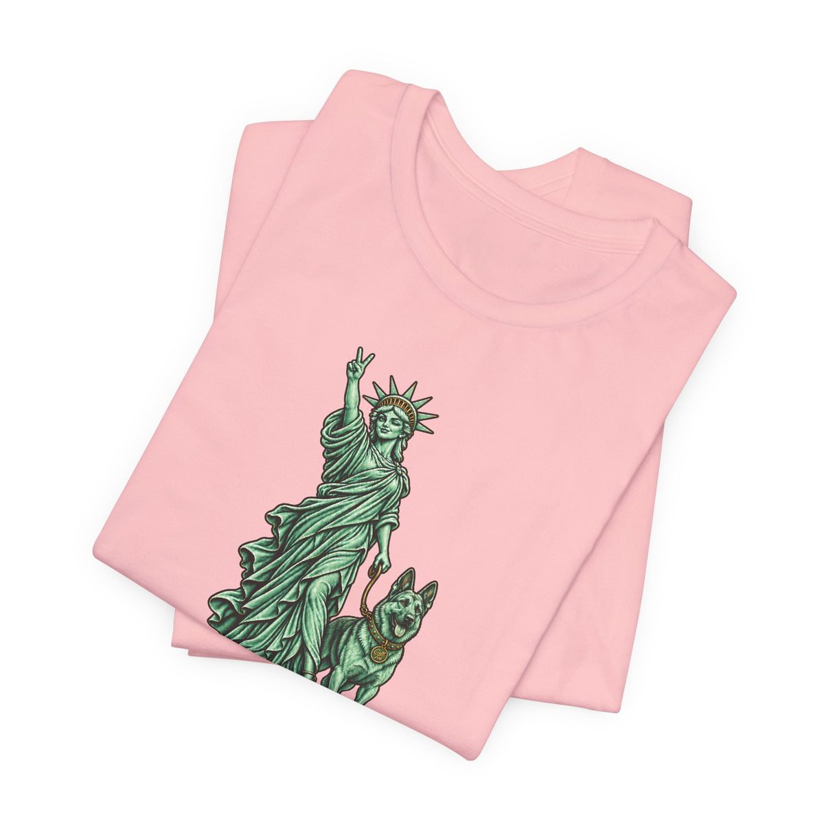 Statue of Liberty with German Shepherd Graphic — Unisex Dog People T-Shirt
