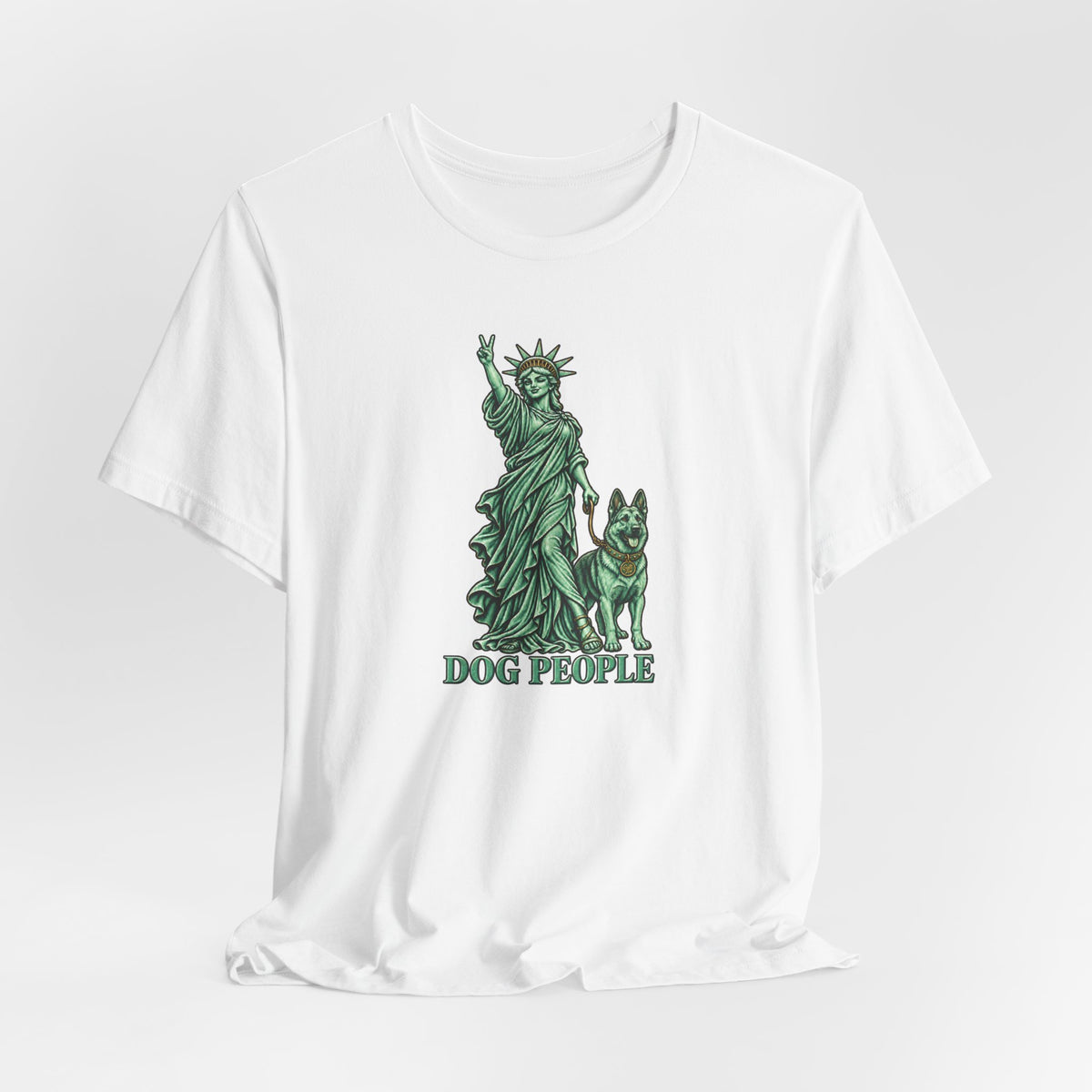 Statue of Liberty with German Shepherd Graphic — Unisex Dog People T-Shirt
