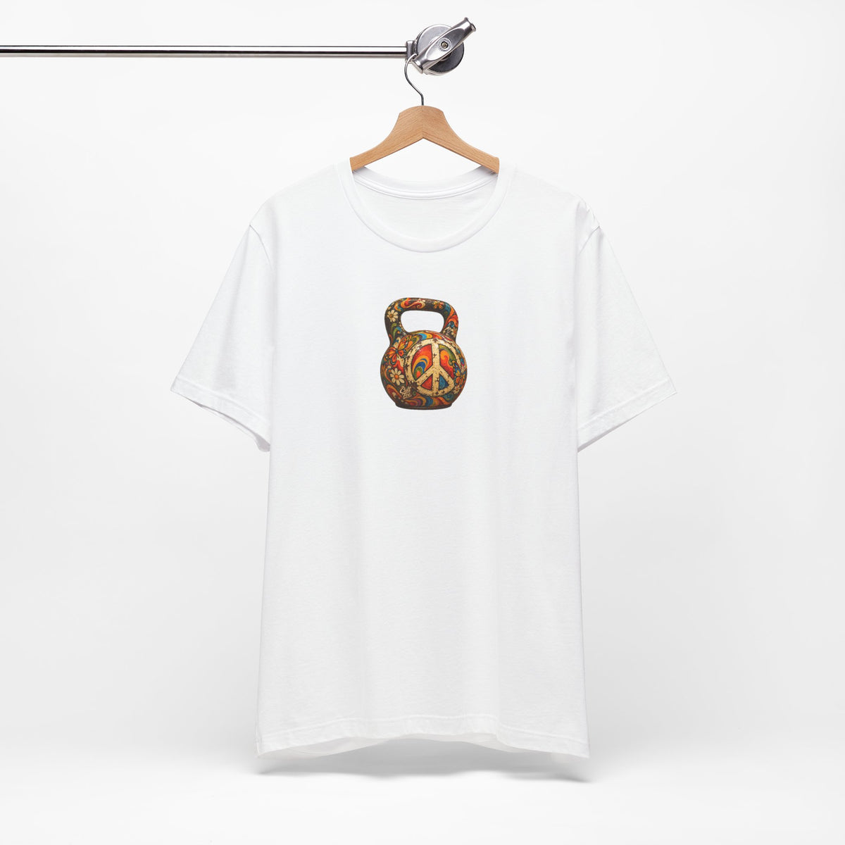 Peace Sign Kettlebell Graphic T-Shirt — Unisex Soft-Style T-Shirt