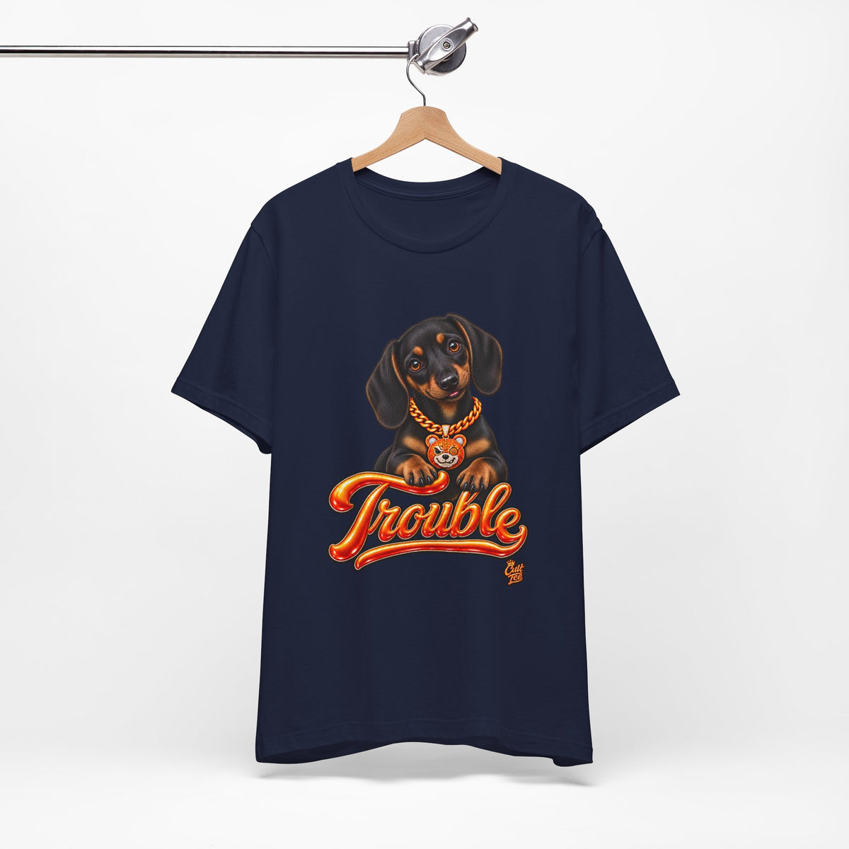 "Trouble" Dachshund Puppy Tee — Unisex Graphic T‑Shirt