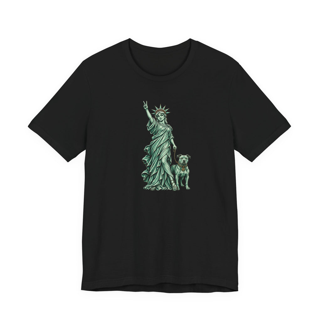 Statue of Liberty & Dog Tee — Unisex Graphic T-Shirt