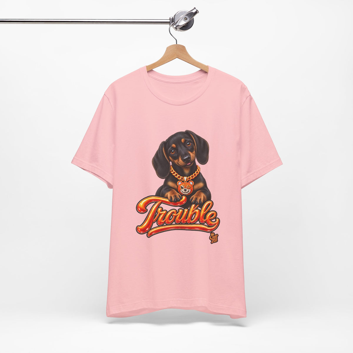 "Trouble" Dachshund Puppy Tee — Unisex Graphic T‑Shirt