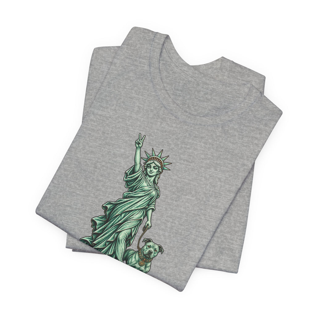 Statue of Liberty & Dog Tee — Unisex Graphic T-Shirt