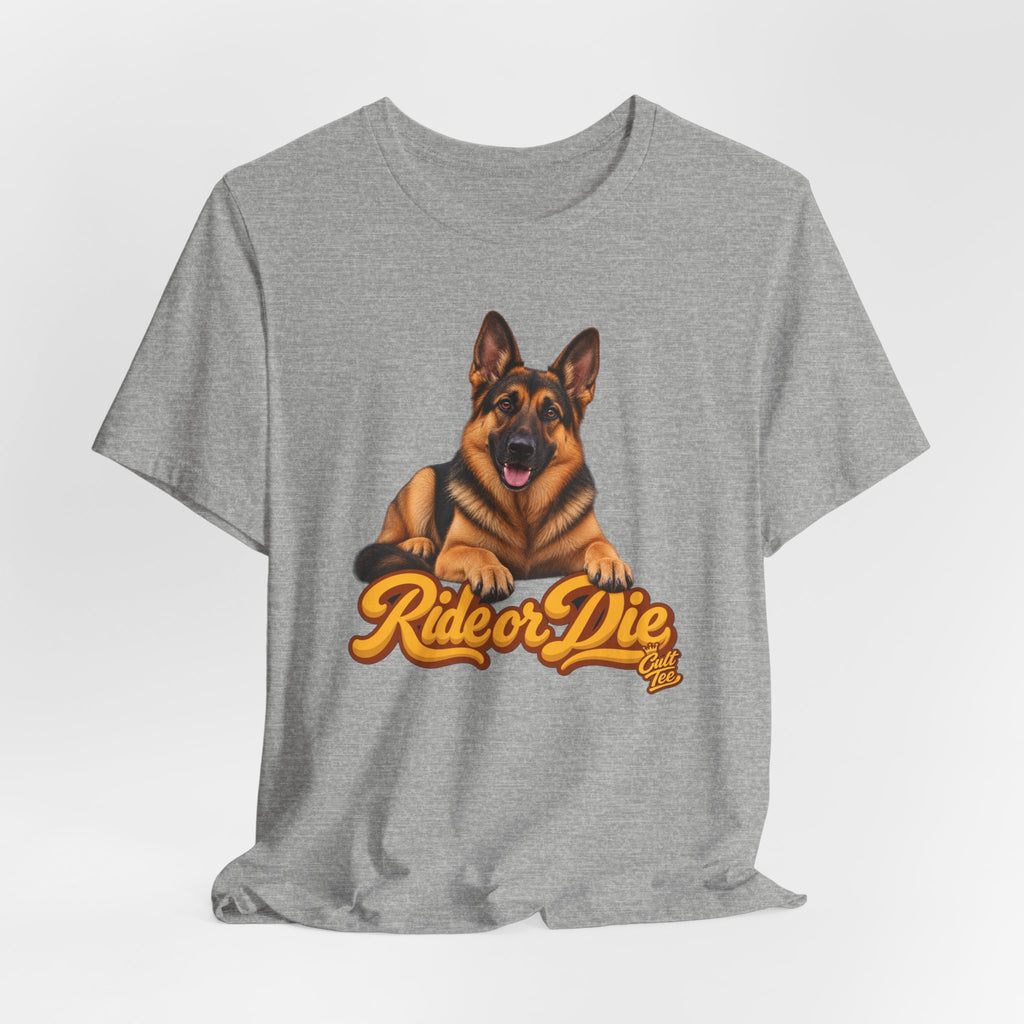 German Shepherd “Ride or Die” T-Shirt — Unisex Loyal Dog Lover Graphic Tee