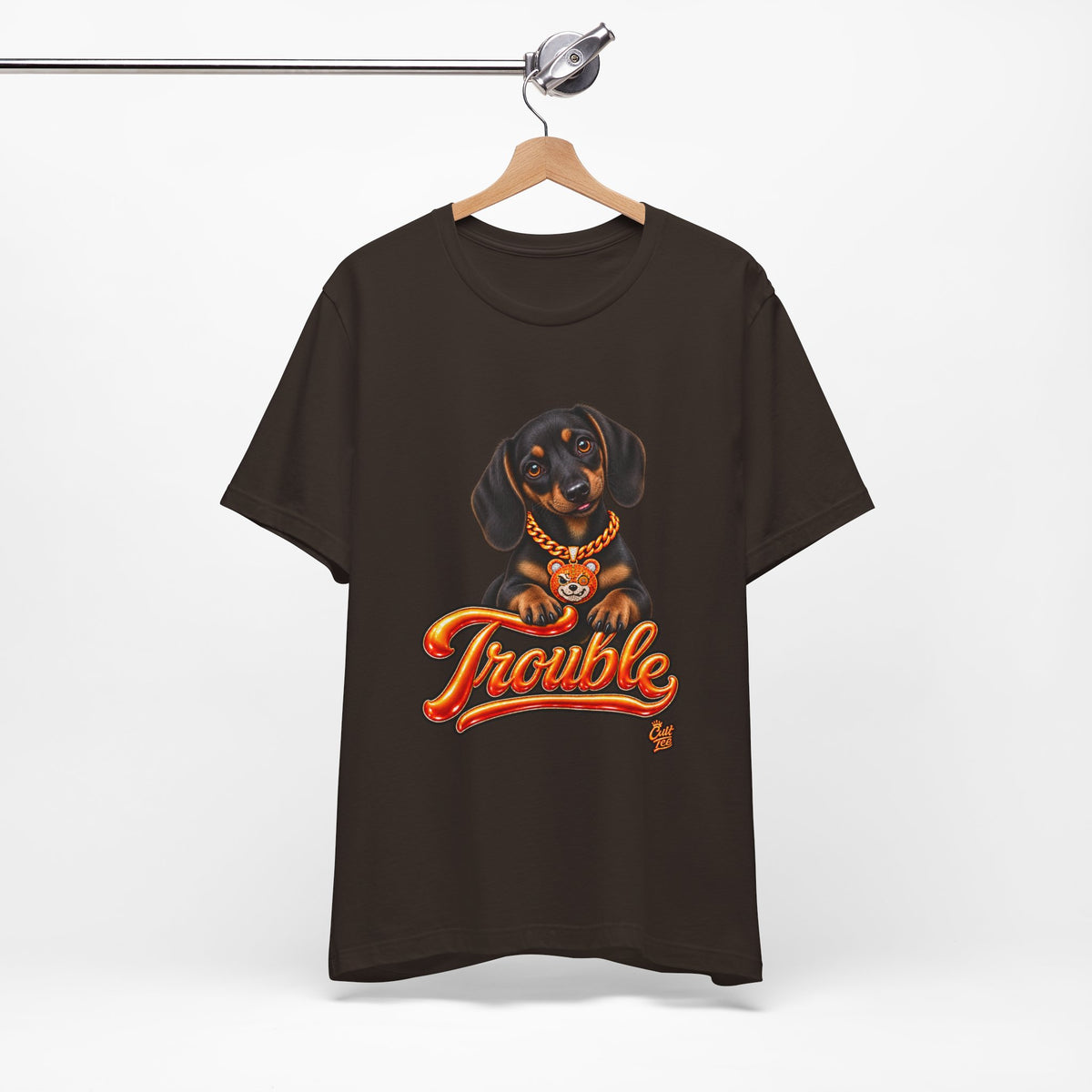 "Trouble" Dachshund Puppy Tee — Unisex Graphic T‑Shirt