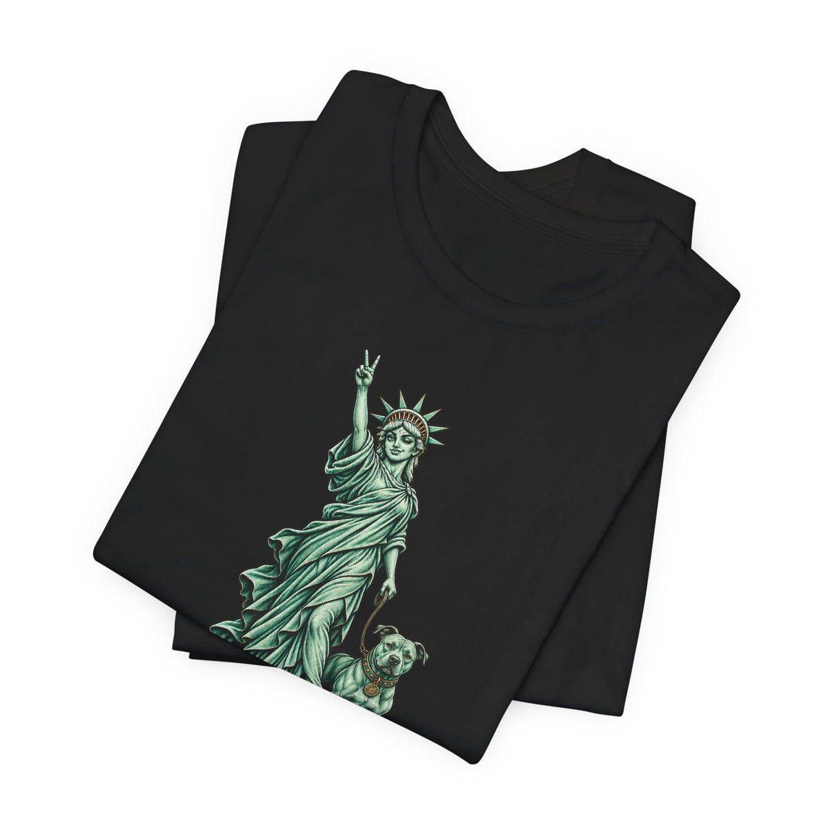 Statue of Liberty & Dog Tee — Unisex Graphic T-Shirt