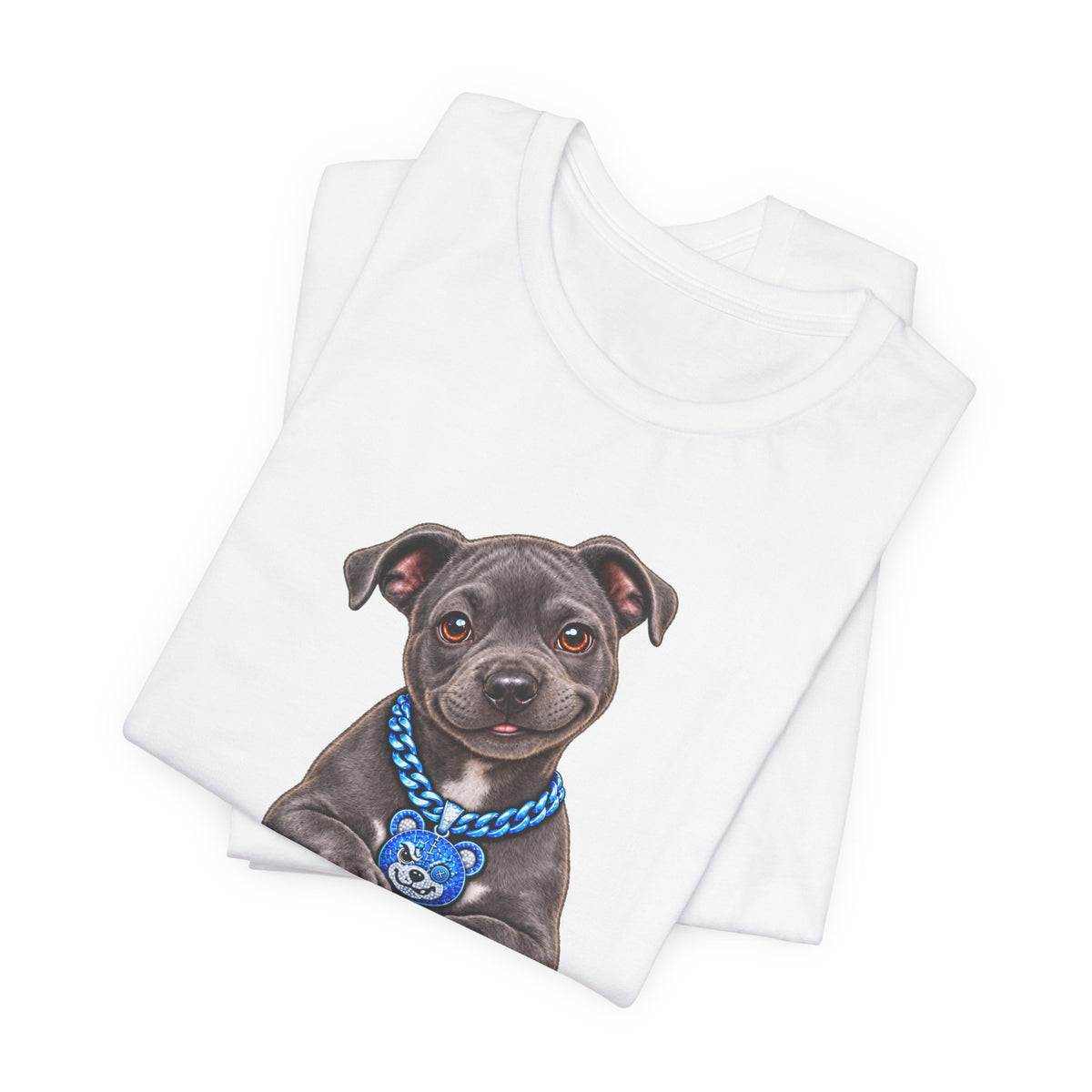 Trouble Puppy T‑Shirt — Cute Staffy Dog Graphic Tee