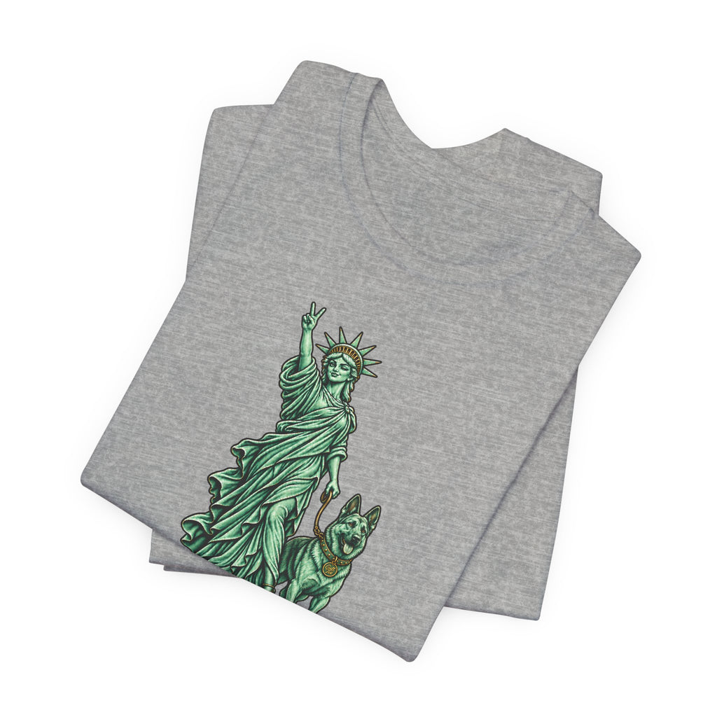 Statue of Liberty with German Shepherd Graphic — Unisex Dog People T-Shirt
