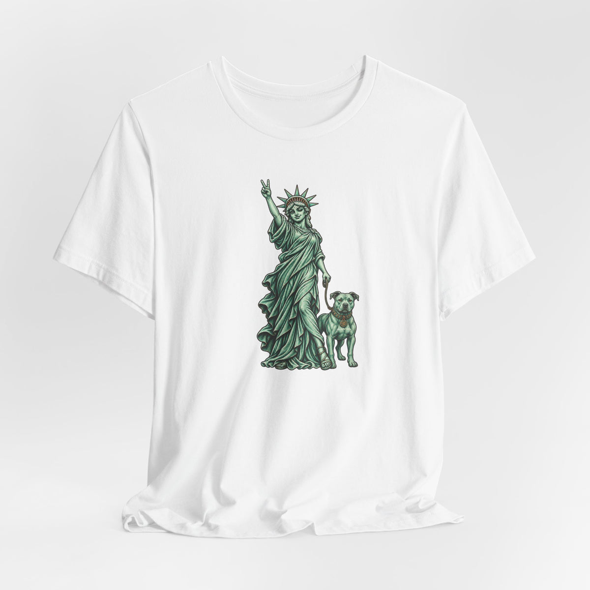 Statue of Liberty & Dog Tee — Unisex Graphic T-Shirt