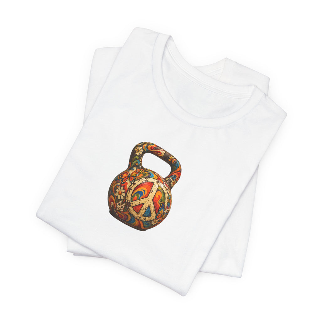 Peace Sign Kettlebell Graphic T-Shirt — Unisex Soft-Style T-Shirt