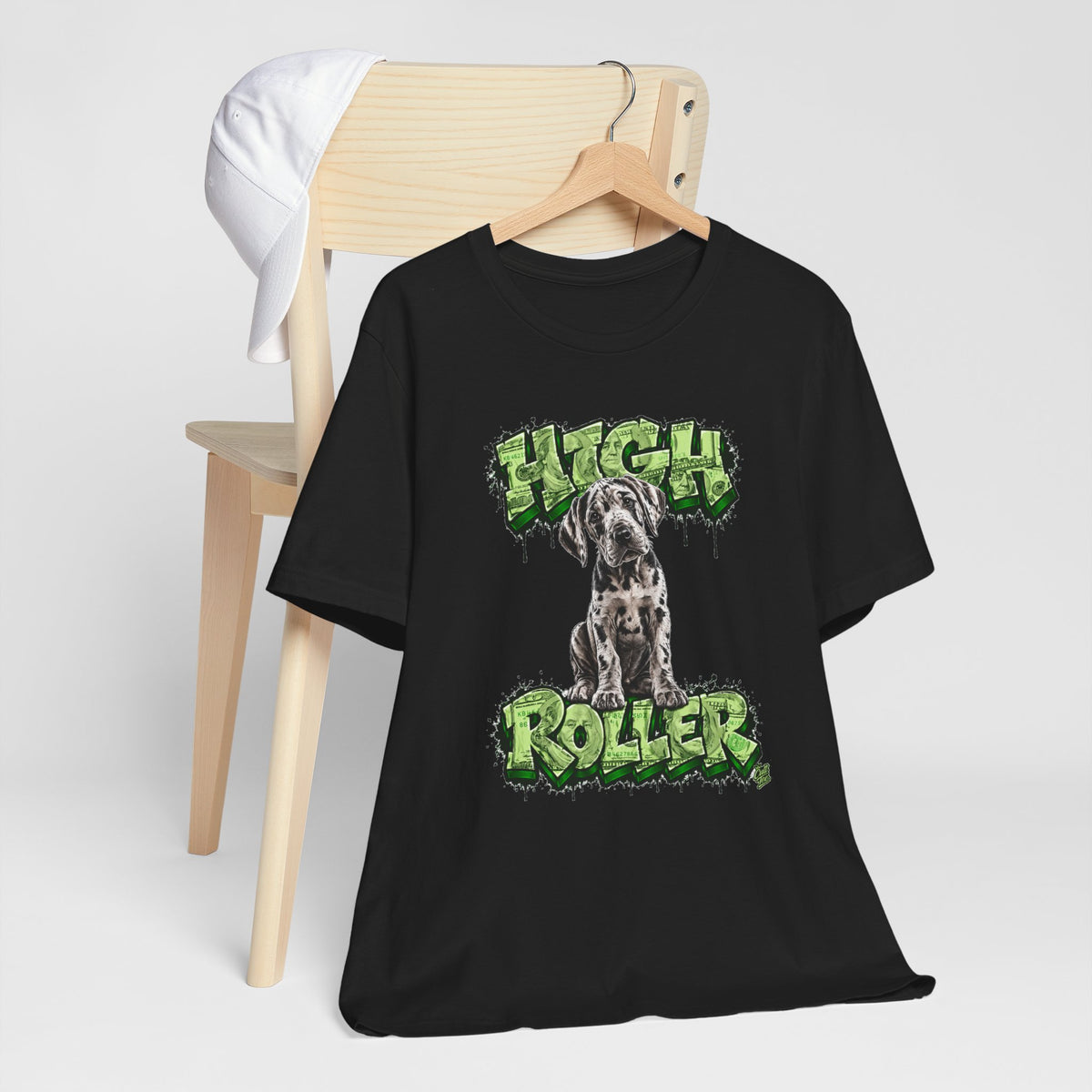 Great Dane Puppy 'High Roller' T‑Shirt — Unisex Graffiti Style Dog Tee