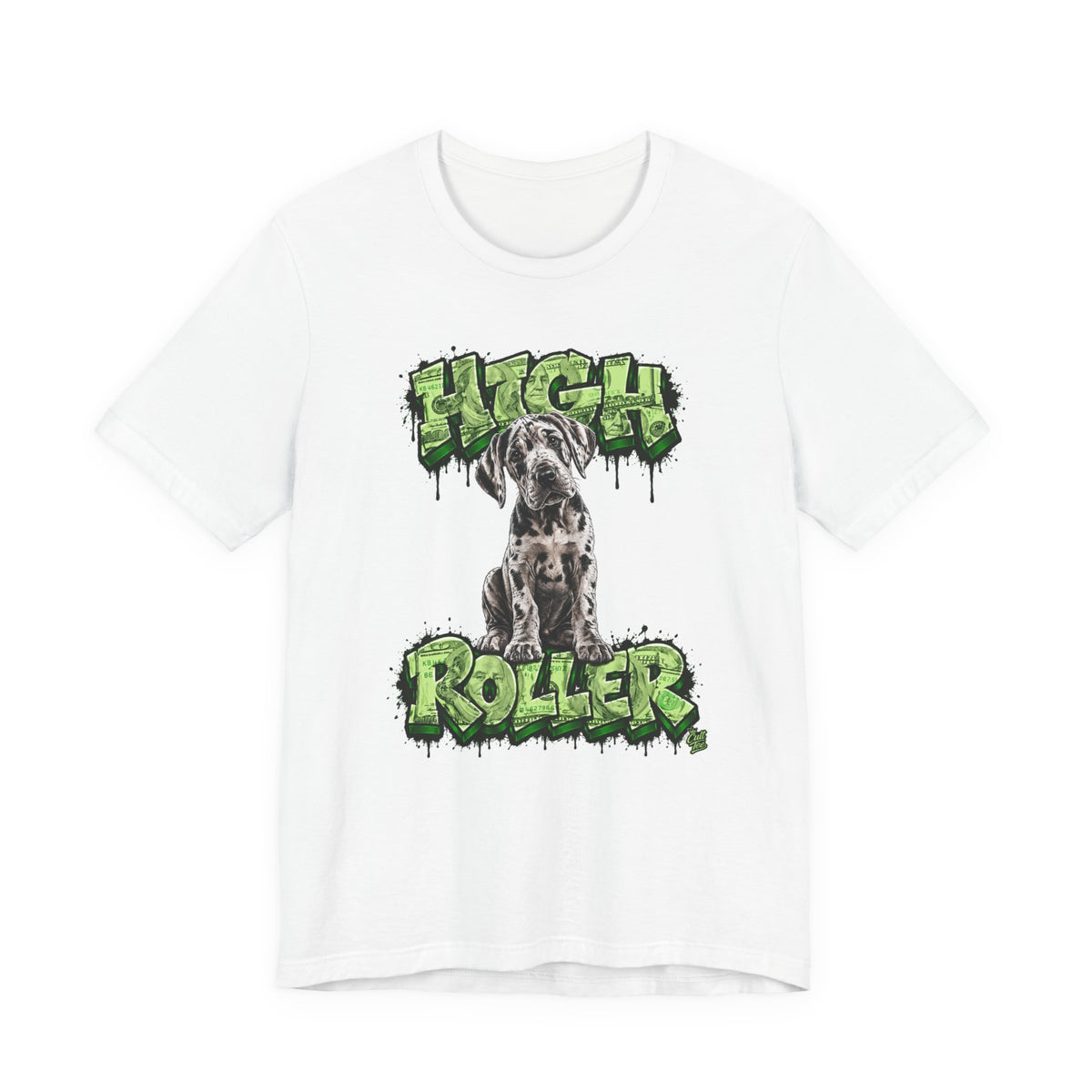 Great Dane Puppy 'High Roller' T‑Shirt — Unisex Graffiti Style Dog Tee