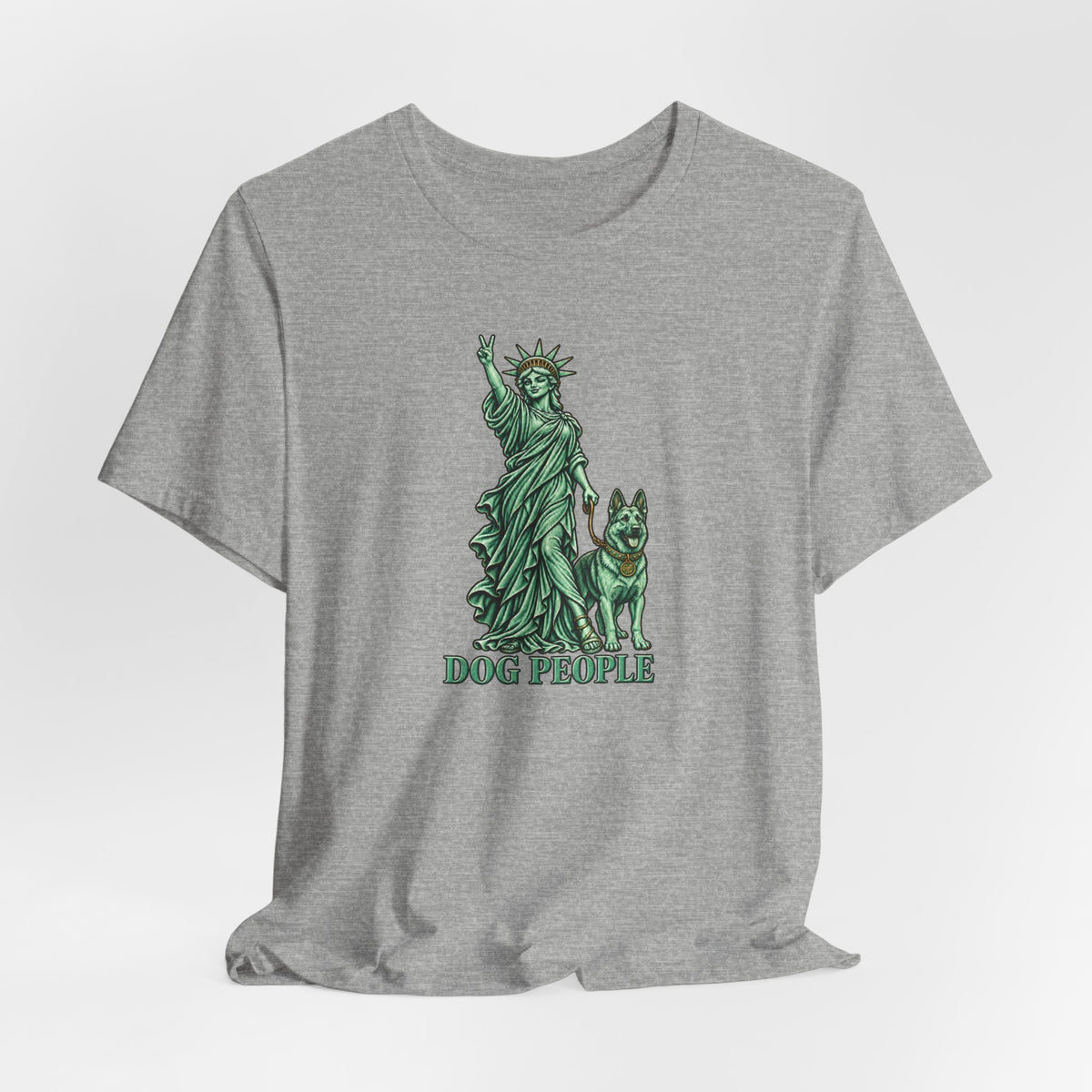 Statue of Liberty with German Shepherd Graphic — Unisex Dog People T-Shirt