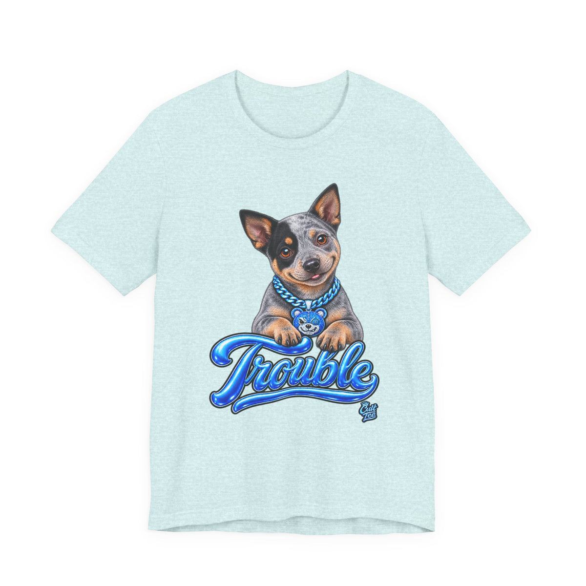 "Trouble" Australian Shepherd Puppy Tee — Unisex Graphic Dog T-Shirt