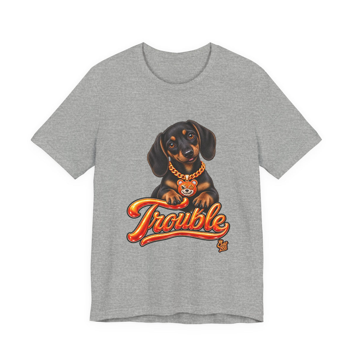 "Trouble" Dachshund Puppy Tee — Unisex Graphic T‑Shirt