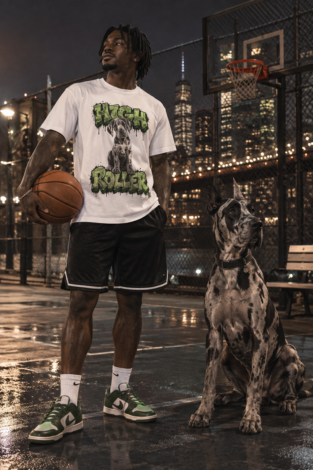 Great Dane Puppy 'High Roller' T‑Shirt — Unisex Graffiti Style Dog Tee