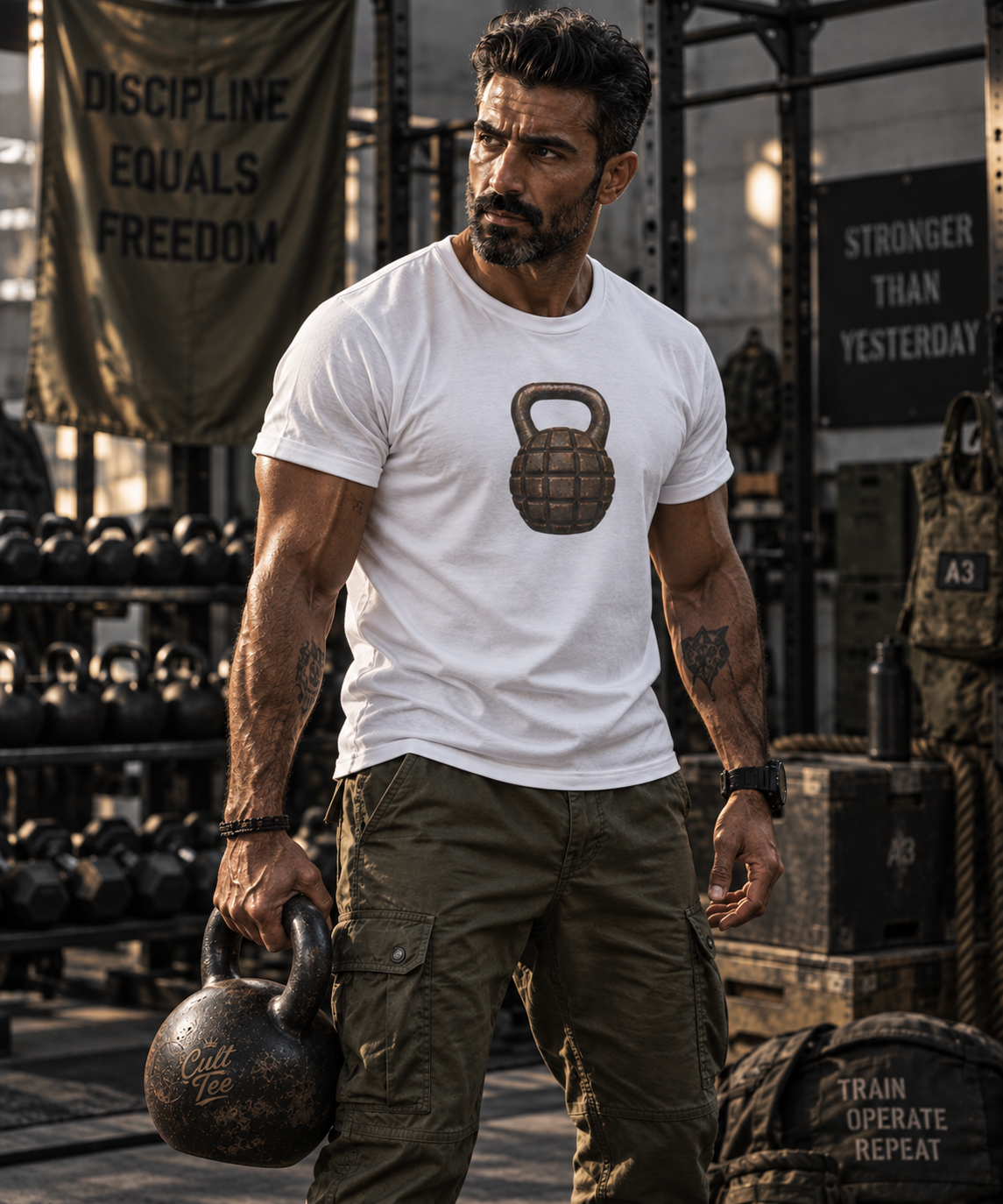 Kettlebell Grenade Graphic T-Shirt – Unisex T-Shirt