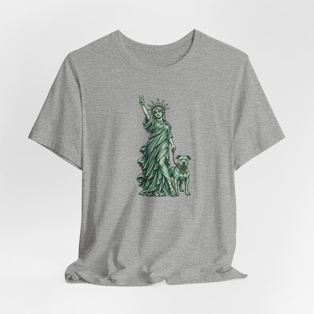 Statue of Liberty & Dog Tee — Unisex Graphic T-Shirt