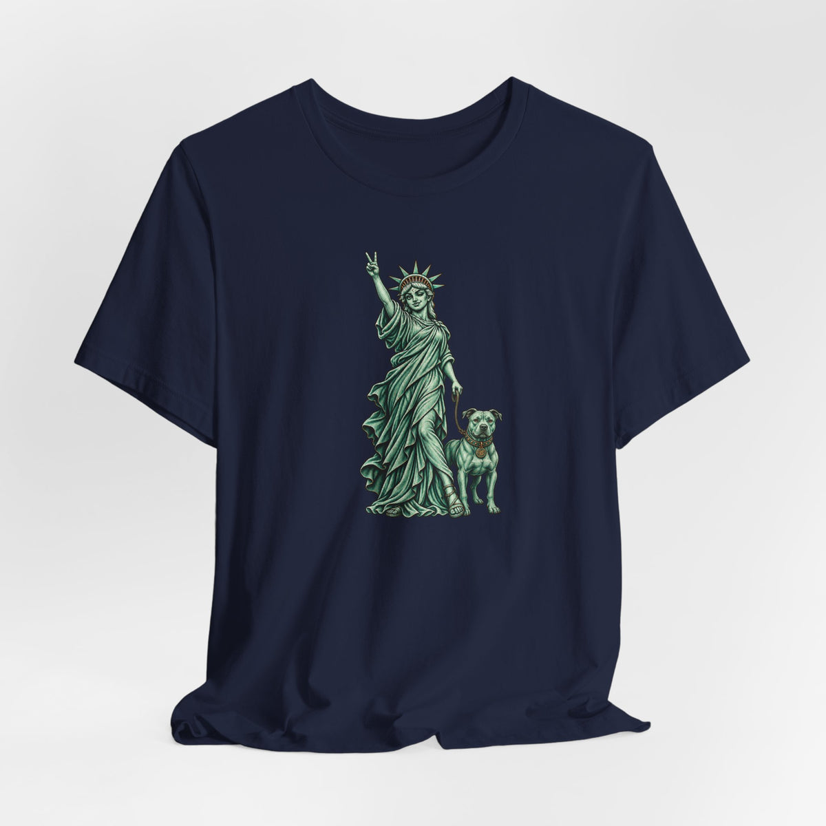 Statue of Liberty & Dog Tee — Unisex Graphic T-Shirt
