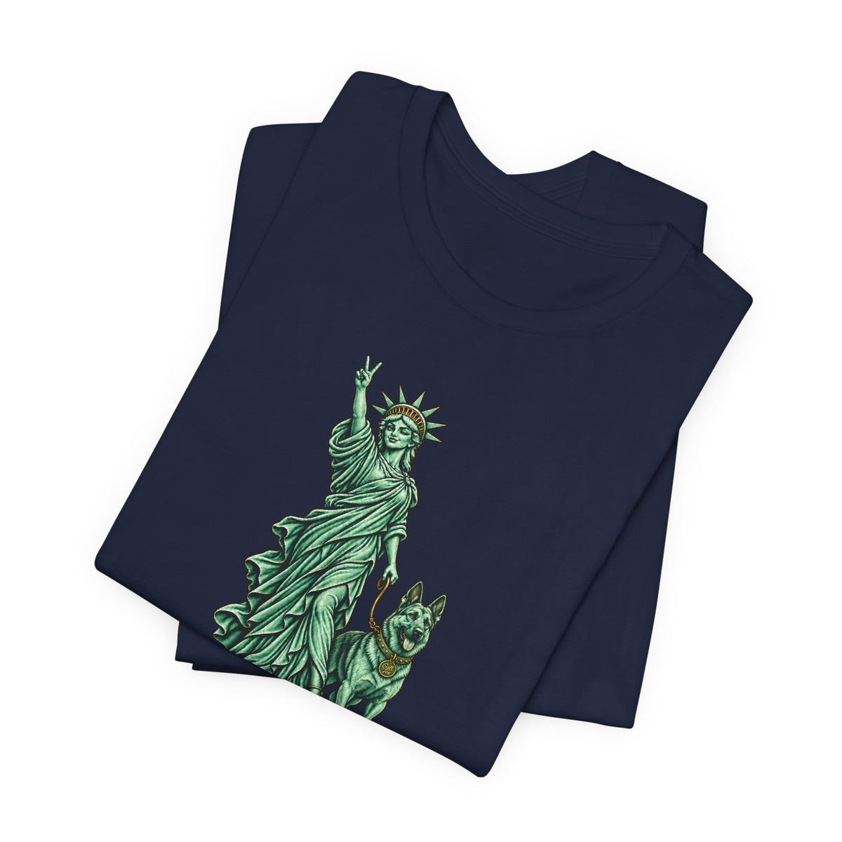 Statue of Liberty with German Shepherd Graphic — Unisex Dog People T-Shirt
