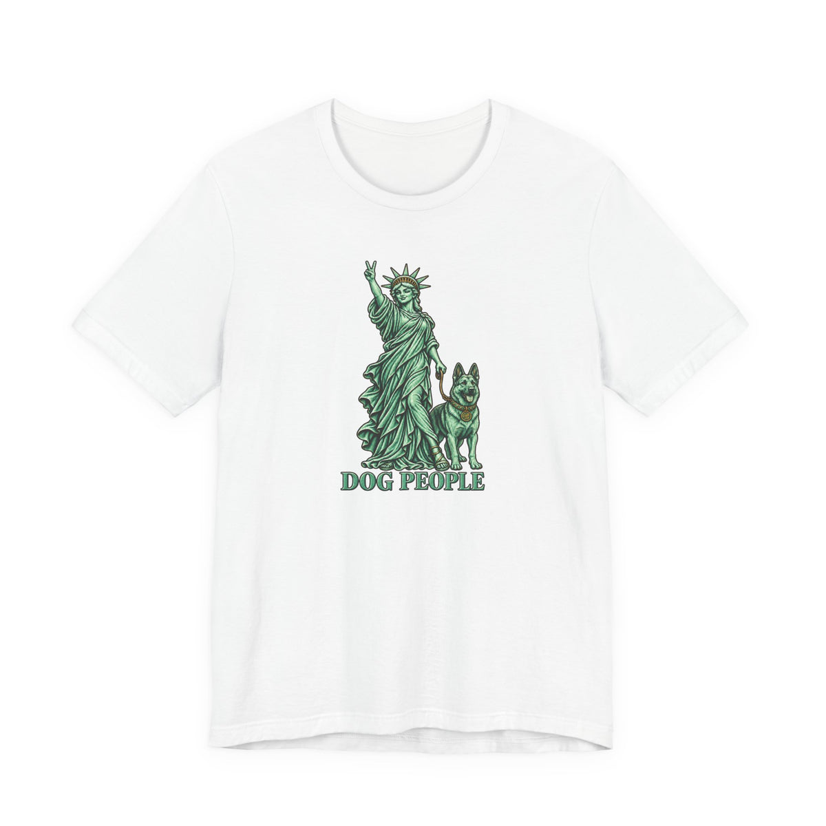 Statue of Liberty with German Shepherd Graphic — Unisex Dog People T-Shirt