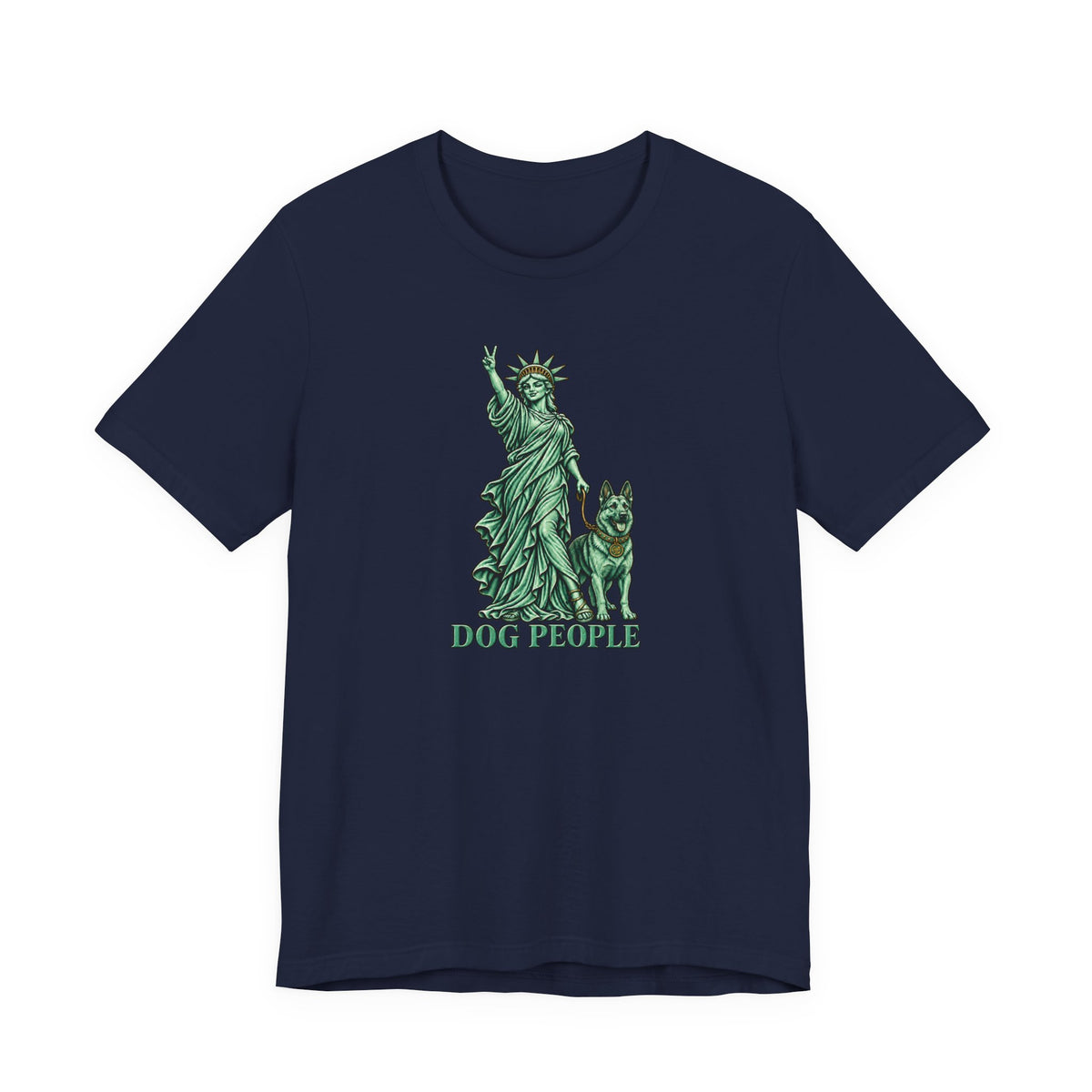 Statue of Liberty with German Shepherd Graphic — Unisex Dog People T-Shirt