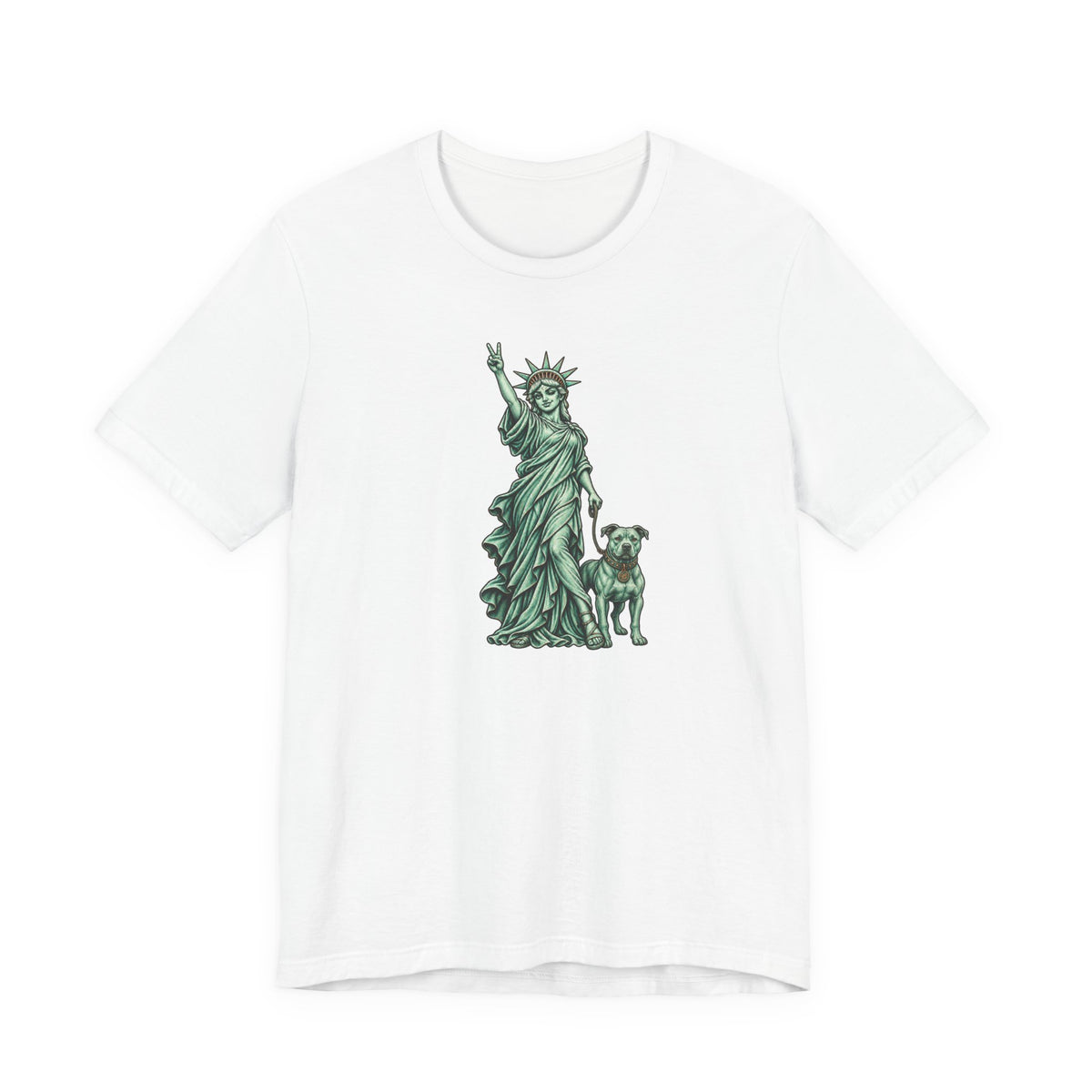 Statue of Liberty & Dog Tee — Unisex Graphic T-Shirt