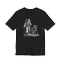 Monochrome Astronaut and Dog Graphic Tee — Unisex Space Adventure T-Shirt