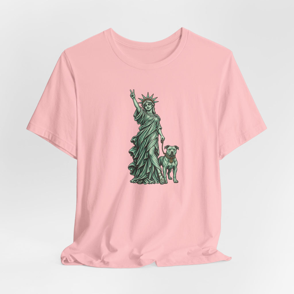 Statue of Liberty & Dog Tee — Unisex Graphic T-Shirt