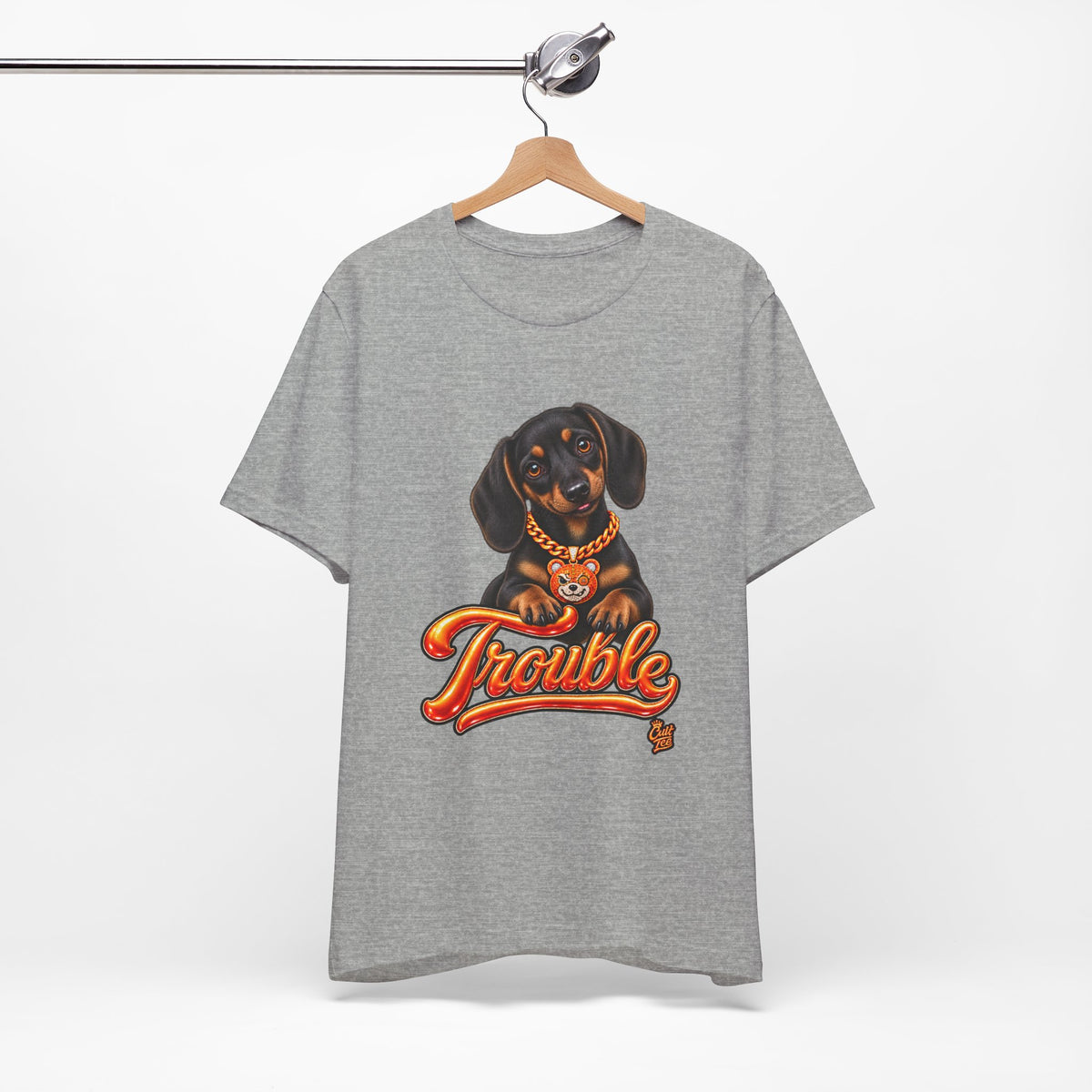 "Trouble" Dachshund Puppy Tee — Unisex Graphic T‑Shirt