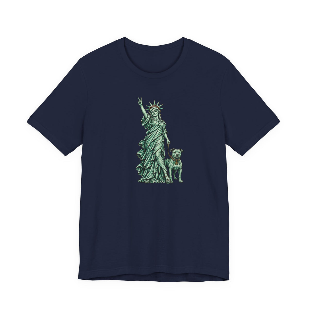 Statue of Liberty & Dog Tee — Unisex Graphic T-Shirt