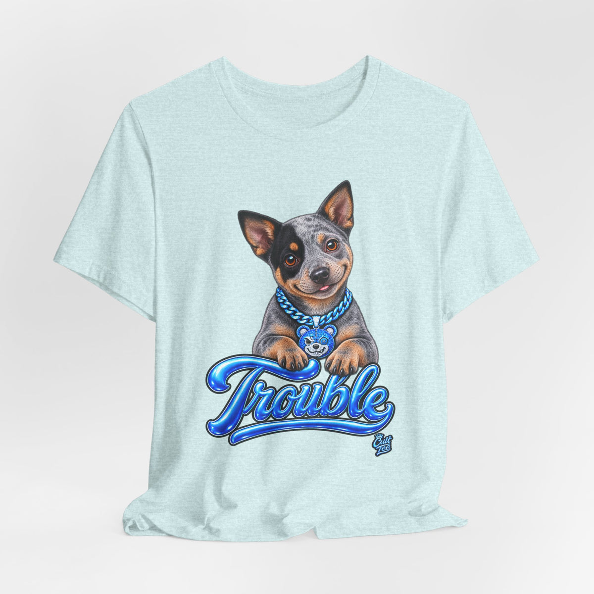 "Trouble" Australian Shepherd Puppy Tee — Unisex Graphic Dog T-Shirt