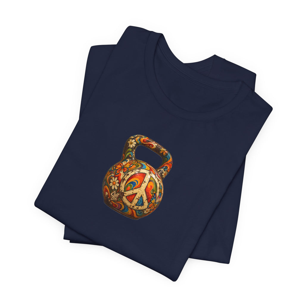 Peace Sign Kettlebell Graphic T-Shirt — Unisex Soft-Style T-Shirt