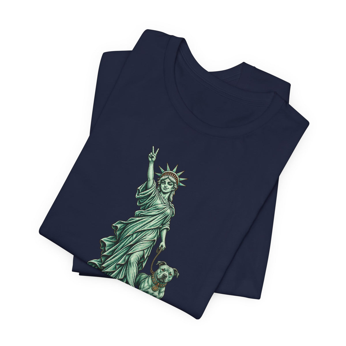 Statue of Liberty & Dog Tee — Unisex Graphic T-Shirt