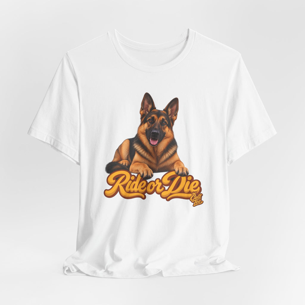 German Shepherd “Ride or Die” T-Shirt — Unisex Loyal Dog Lover Graphic Tee