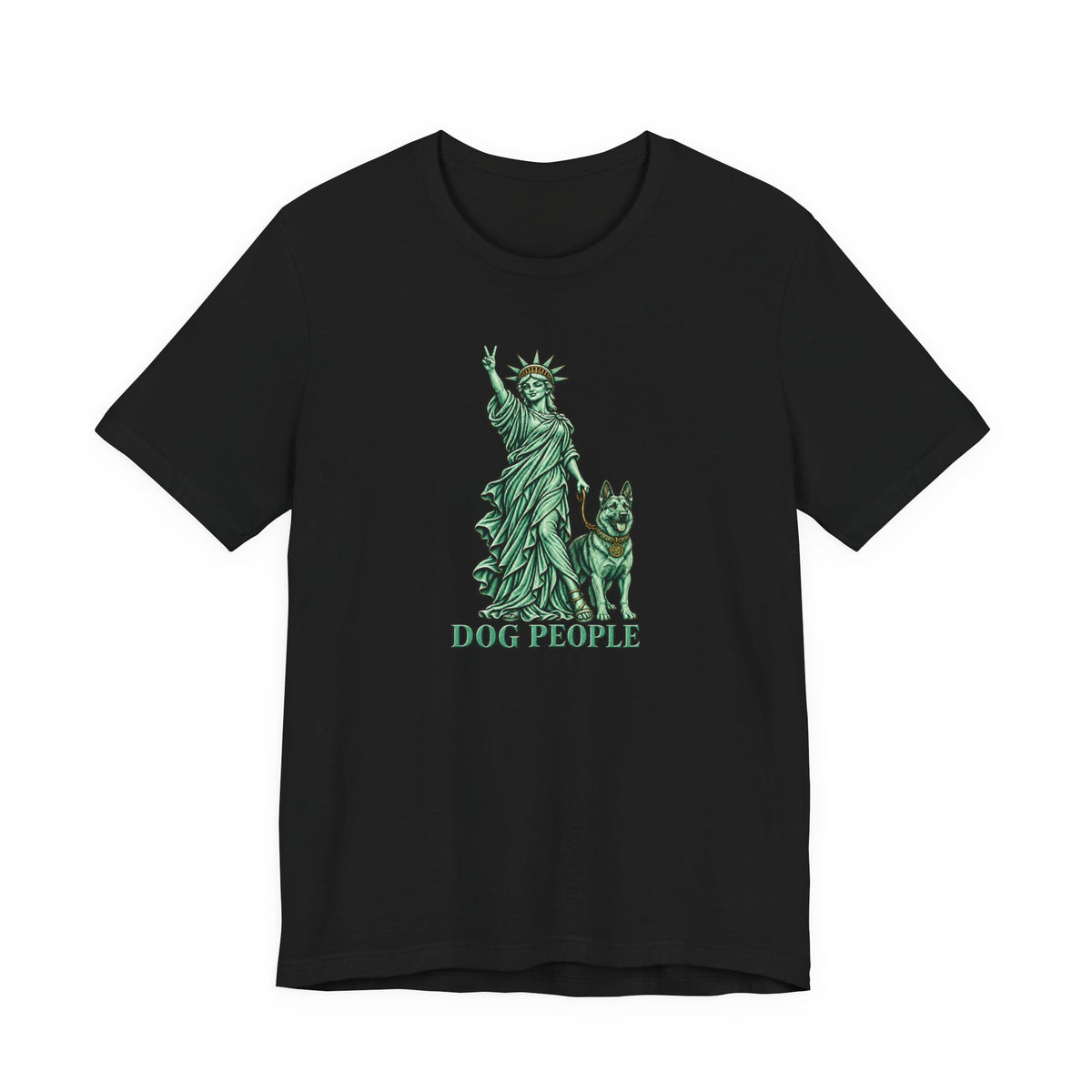 Statue of Liberty with German Shepherd Graphic — Unisex Dog People T-Shirt